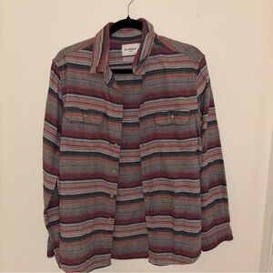 Mutl-Colored Stripped Long Sleeve Flannel Shirt